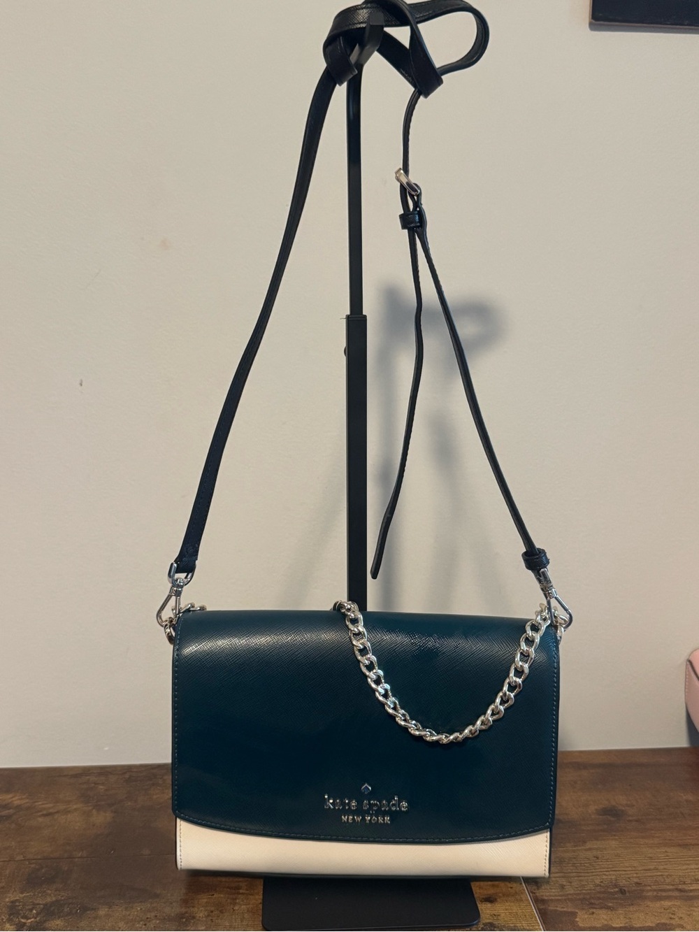 kate spade Two-Tone Dark Teal and Cream Crossbody Shoulder Bag